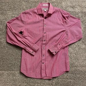 Men’s Express Fitted Red Patterned Shirt Size Small 14-14.5
